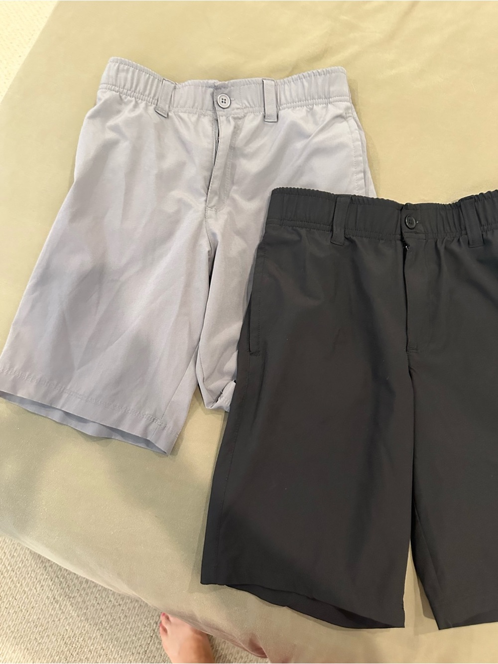 Russell Athletic Light Gray & Black Boys' Elastic Waist Shorts Duo